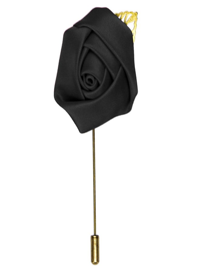 TieMart Flower Premium Lapel Pin (Black) - Image 1